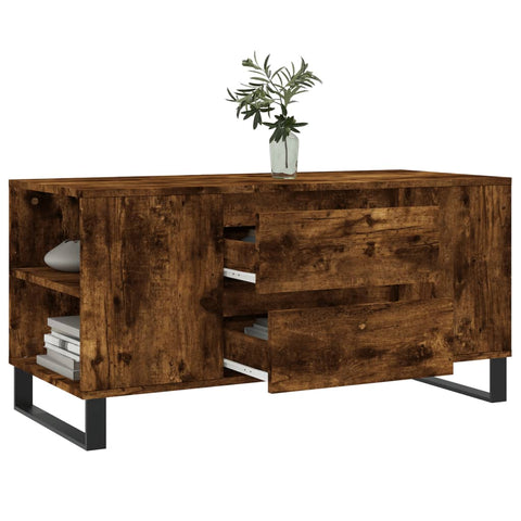 vidaXL Coffee Table Smoked Oak 102x44.5x50 cm Engineered Wood