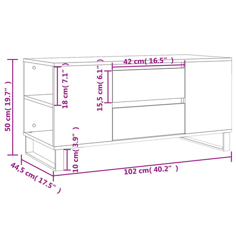 vidaXL Coffee Table Grey Sonoma 102x44.5x50 cm Engineered Wood