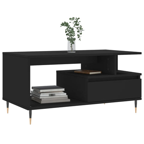 vidaXL Coffee Table Black 90x49x45 cm Engineered Wood