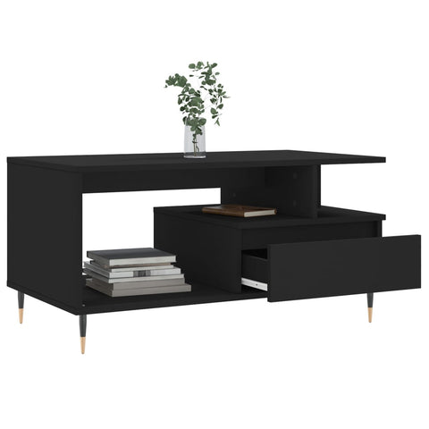 vidaXL Coffee Table Black 90x49x45 cm Engineered Wood