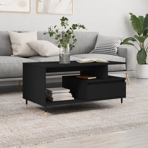 vidaXL Coffee Table Black 90x49x45 cm Engineered Wood