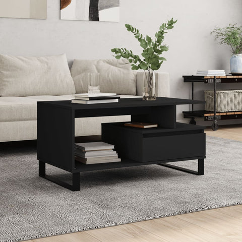 vidaXL Coffee Table Black 90x49x45 cm Engineered Wood