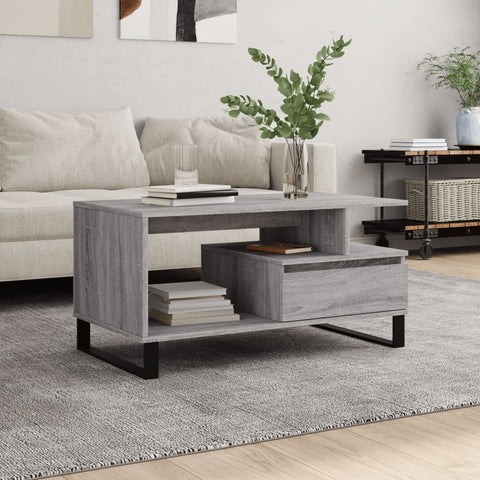 vidaXL Coffee Table Grey Sonoma 90x49x45 cm Engineered Wood