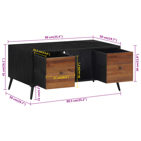 vidaXL Coffee Table 90x50x41 cm Solid Reclaimed Teak