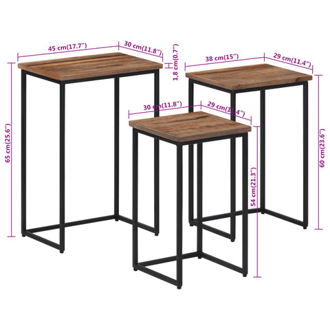 vidaXL Nesting Coffee Tables 3 pcs Solid Wood Teak