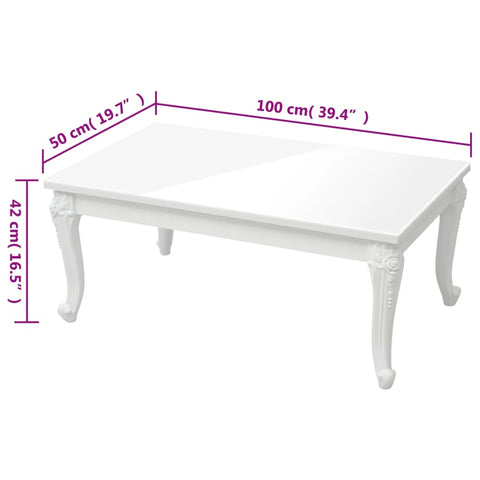vidaXL Coffee Table High Gloss White 100x50x42 cm Engineered Wood