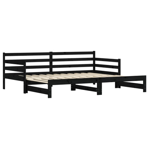 vidaXL Daybed with Trundle without Mattress Black 80x200 cm Solid Wood