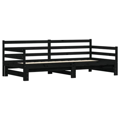vidaXL Daybed with Trundle without Mattress Black 80x200 cm Solid Wood