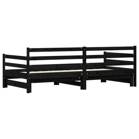 vidaXL Daybed with Trundle without Mattress Black 80x200 cm Solid Wood