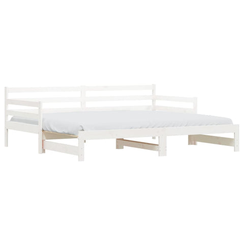 vidaXL Daybed with Trundle without Mattress White 90x190 cm Single Solid Wood