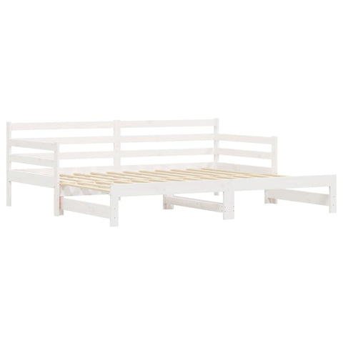 vidaXL Daybed with Trundle without Mattress White 90x190 cm Single Solid Wood