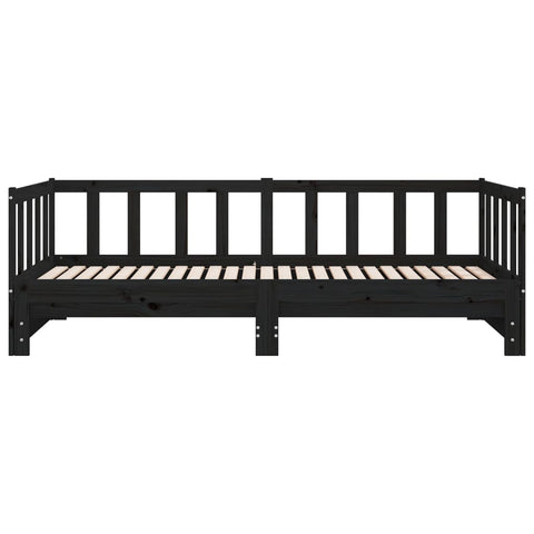 vidaXL Day Bed with Trundle without Mattress Black 90x200 cm Solid Wood
