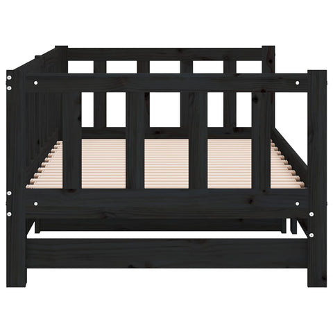 vidaXL Day Bed with Trundle without Mattress Black 90x200 cm Solid Wood