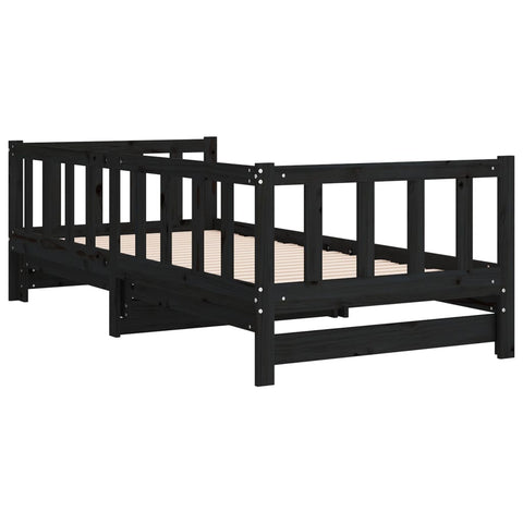 vidaXL Day Bed with Trundle without Mattress Black 90x200 cm Solid Wood