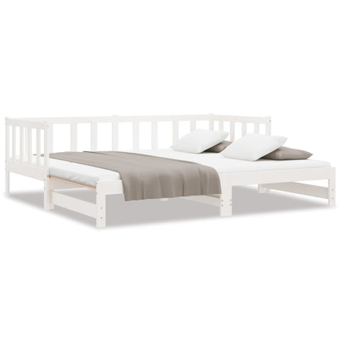 vidaXL Day Bed with Trundle without Mattress White 80x200 cm Solid Wood