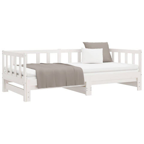 vidaXL Day Bed with Trundle without Mattress White 90x190 cm Single Solid Wood