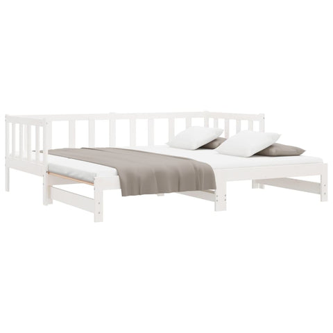 vidaXL Day Bed with Trundle without Mattress White 90x190 cm Single Solid Wood