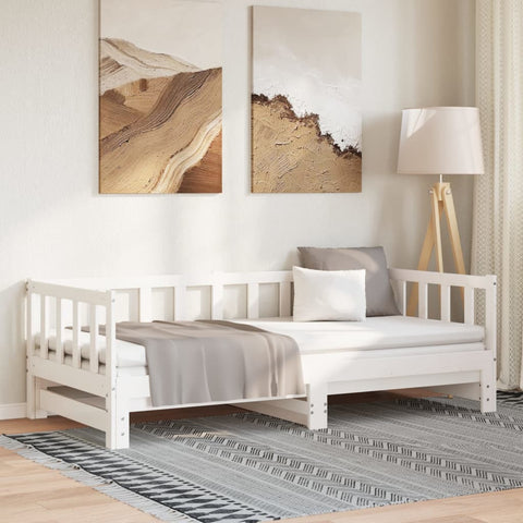 vidaXL Day Bed with Trundle without Mattress White 90x190 cm Single Solid Wood