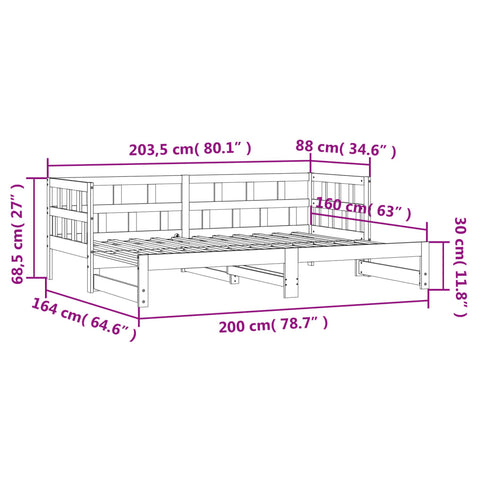 vidaXL Daybed with Trundle without Mattress White 80x200 cm Solid Wood