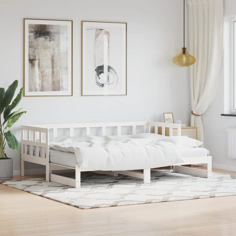 vidaXL Daybed with Trundle without Mattress White 80x200 cm Solid Wood