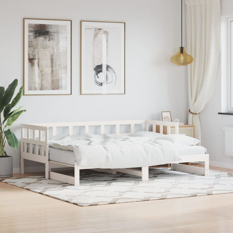 vidaXL Daybed with Trundle without Mattress White 90x190 cm Single Solid Wood