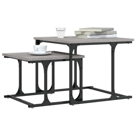 vidaXL Nesting Coffee Table 2 pcs Grey Sonoma Engineered Wood