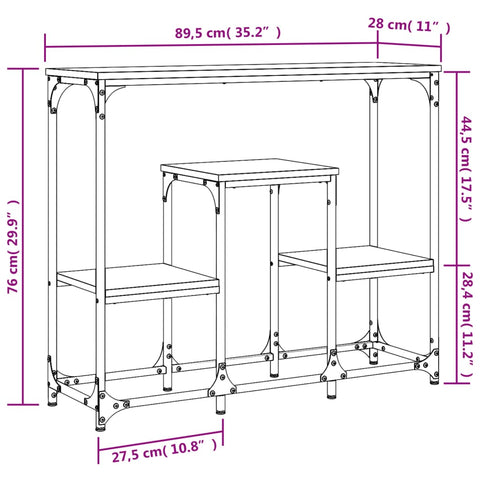 vidaXL Console Table Black 89.5x28x76 cm Engineered Wood