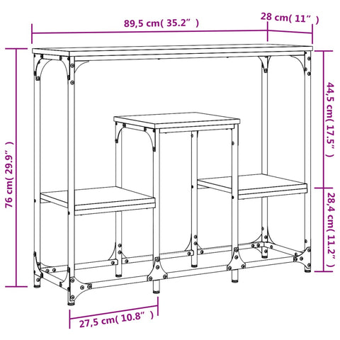 vidaXL Console Table Grey Sonoma 89.5x28x76 cm Engineered Wood