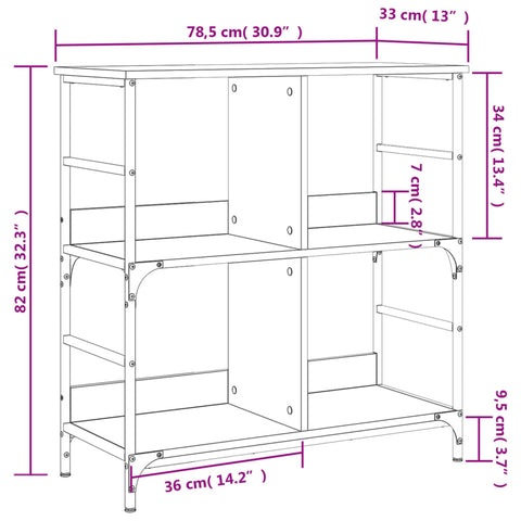 vidaXL Bookshelf Sonoma Oak 78.5x33x82 cm Engineered Wood