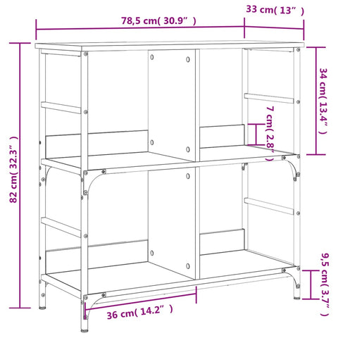 vidaXL Bookshelf Smoked Oak 78.5x33x82 cm Engineered Wood