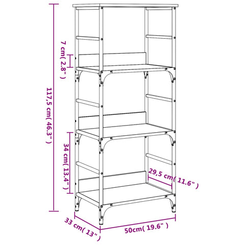 vidaXL Bookshelf Grey Sonoma 50x33x117.5 cm Engineered Wood