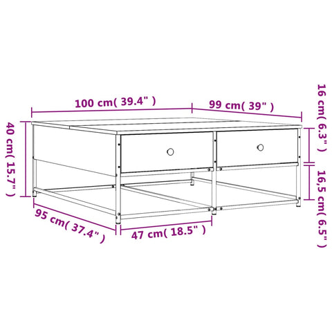 vidaXL Coffee Table Sonoma Oak 100x99x40 cm Engineered Wood