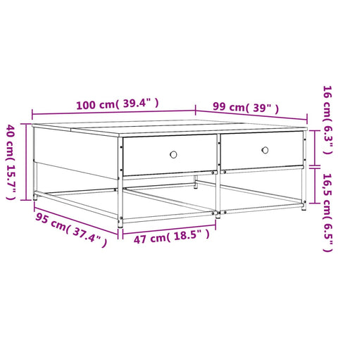vidaXL Coffee Table Smoked Oak 100x99x40 cm Engineered Wood