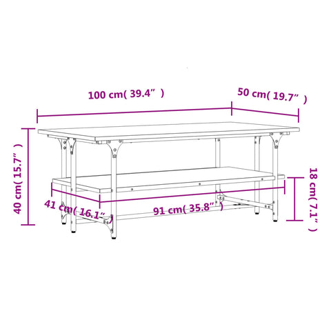 vidaXL Coffee Table Black 100x50x40 cm Engineered Wood