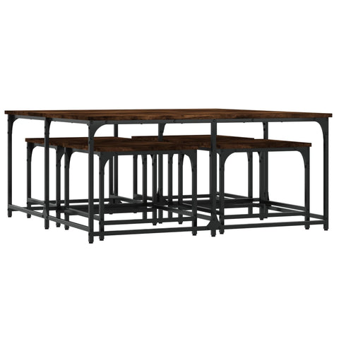 vidaXL Nesting Coffee Tables 5 pcs Smoked Oak Engineered Wood