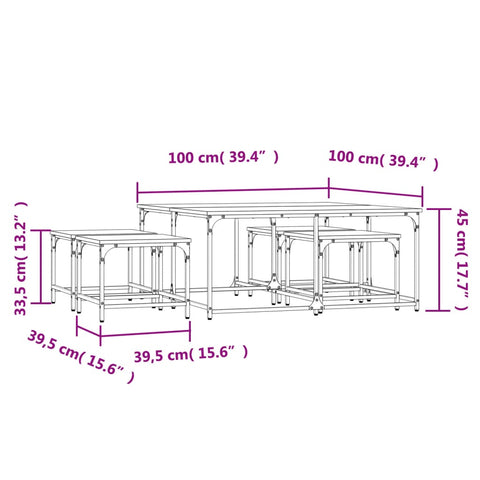 vidaXL Nesting Coffee Tables 5 pcs Brown Oak Engineered Wood