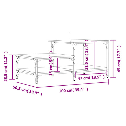vidaXL Coffee Table Black 100x50.5x45 cm Engineered Wood