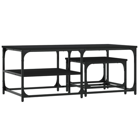 vidaXL Nesting Coffee Tables 2 pcs Black Engineered Wood