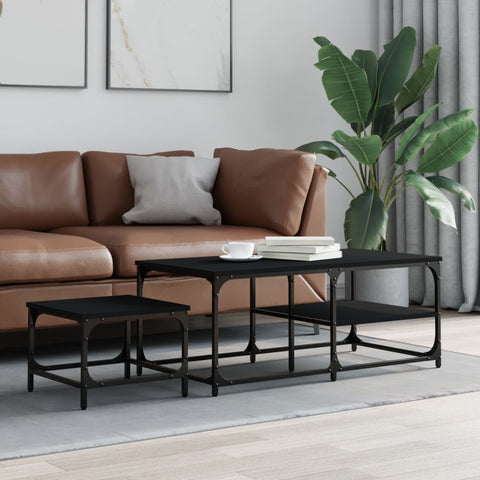 vidaXL Nesting Coffee Tables 2 pcs Black Engineered Wood