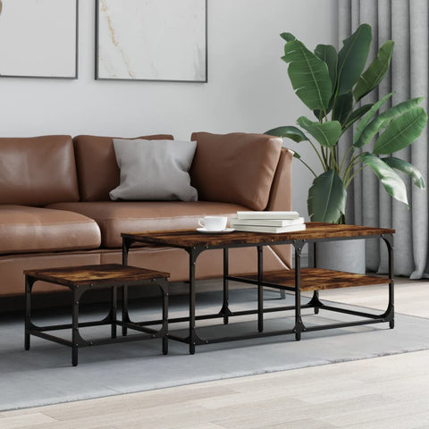 vidaXL Nesting Coffee Tables 2 pcs Smoked Oak Engineered Wood