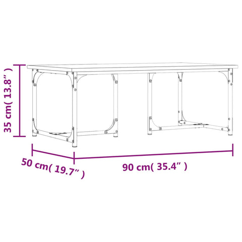 vidaXL Coffee Table Grey Sonoma 90x50x35 cm Engineered Wood