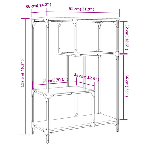 vidaXL Bookshelf Black 81x36x115 cm Engineered Wood and Steel