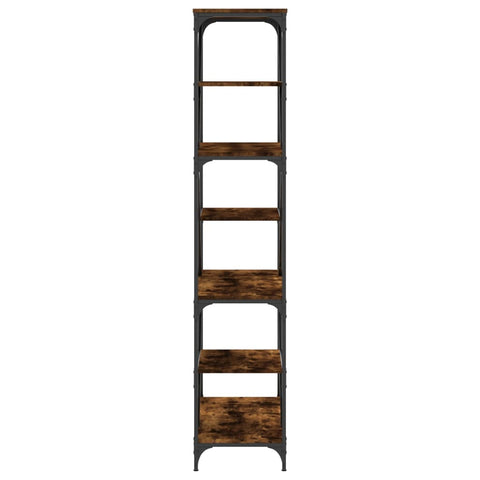 vidaXL Bookshelf Smoked Oak 91x36x176 cm Engineered Wood and Steel
