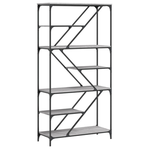 vidaXL Bookshelf Grey Sonoma 91x36x176 cm Engineered Wood and Steel