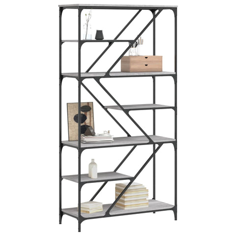 vidaXL Bookshelf Grey Sonoma 91x36x176 cm Engineered Wood and Steel