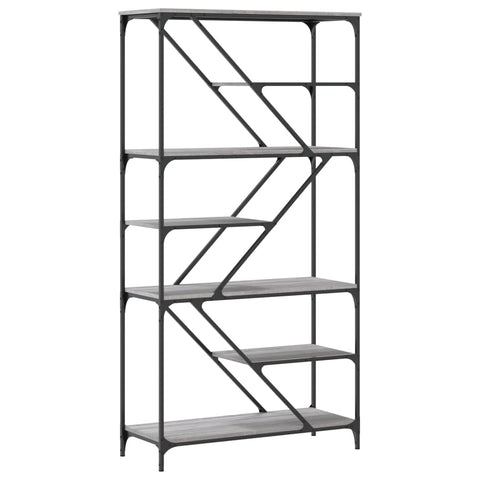 vidaXL Bookshelf Grey Sonoma 91x36x176 cm Engineered Wood and Steel
