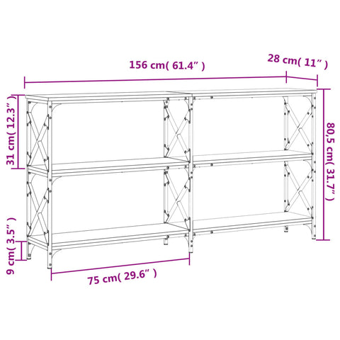 vidaXL Console Table Smoked Oak 156x28x80.5 cm Engineered Wood