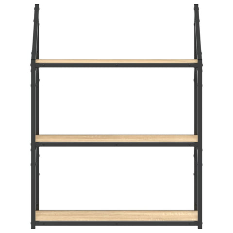 vidaXL 3-Tier Wall Shelf Sonoma Oak 60x21x78.5 cm Engineered Wood