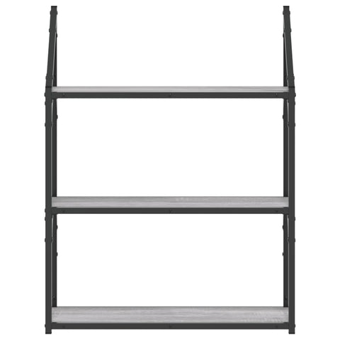 vidaXL 3-Tier Wall Shelf Grey Sonoma 60x21x78.5 cm Engineered Wood