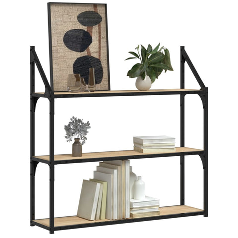 vidaXL 3-Tier Wall Shelf Sonoma Oak 80x21x78.5 cm Engineered Wood